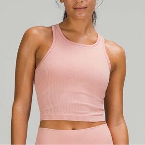 Lululemon Ebb To Street Racerback Crop Tank Top in Pink Puff Women’s Size 8